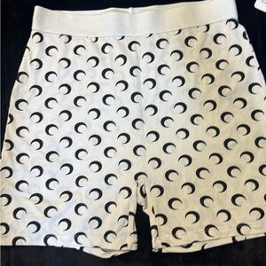 Marine Serre White Shorts with Black Moon Design